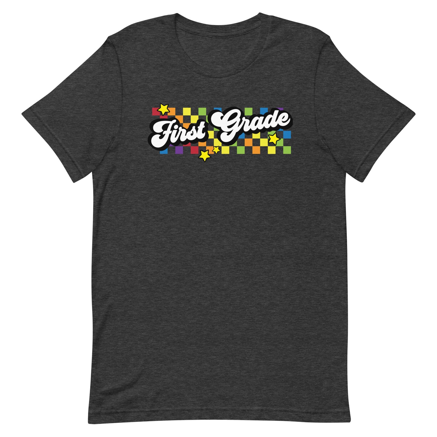 First Grade Rainbow Squares Teacher Short Sleeve T-shirt