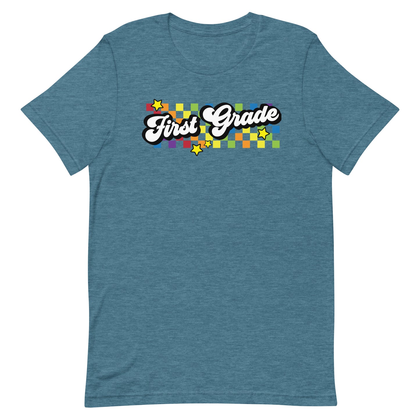 First Grade Rainbow Squares Teacher Short Sleeve T-shirt