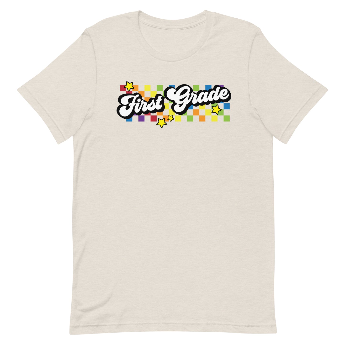 First Grade Rainbow Squares Teacher Short Sleeve T-shirt