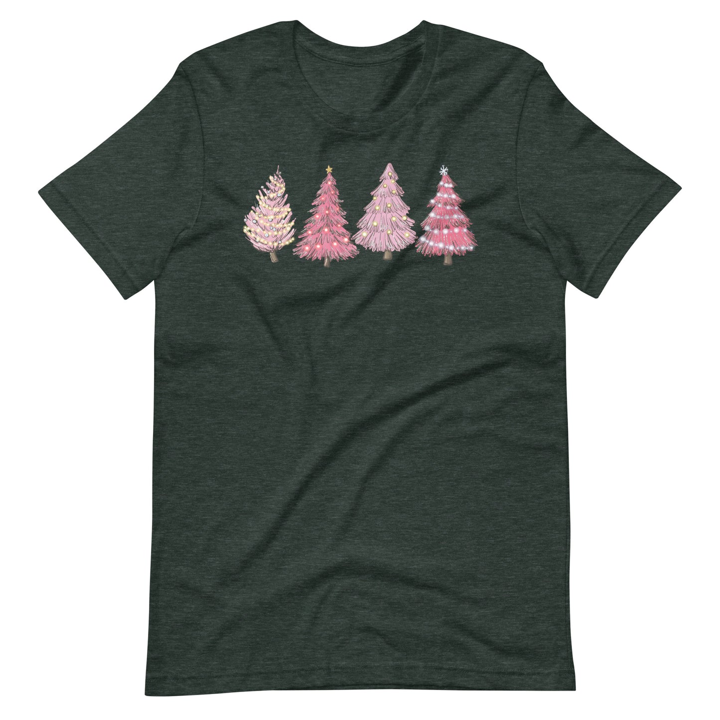 Pink Retro Christmas Trees Unisex t-shirt