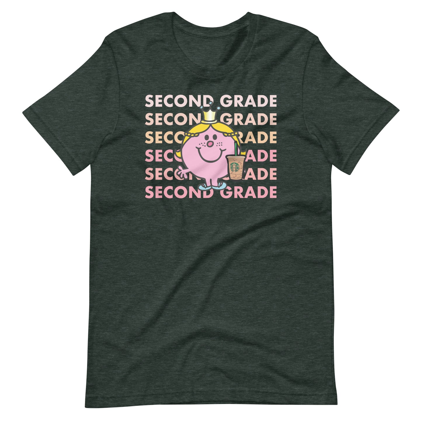 Little Miss Second Grade with Her Iced Coffee Teacher Short Sleeve T-shirt