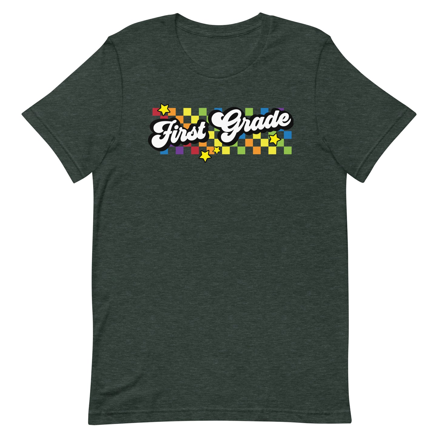 First Grade Rainbow Squares Teacher Short Sleeve T-shirt