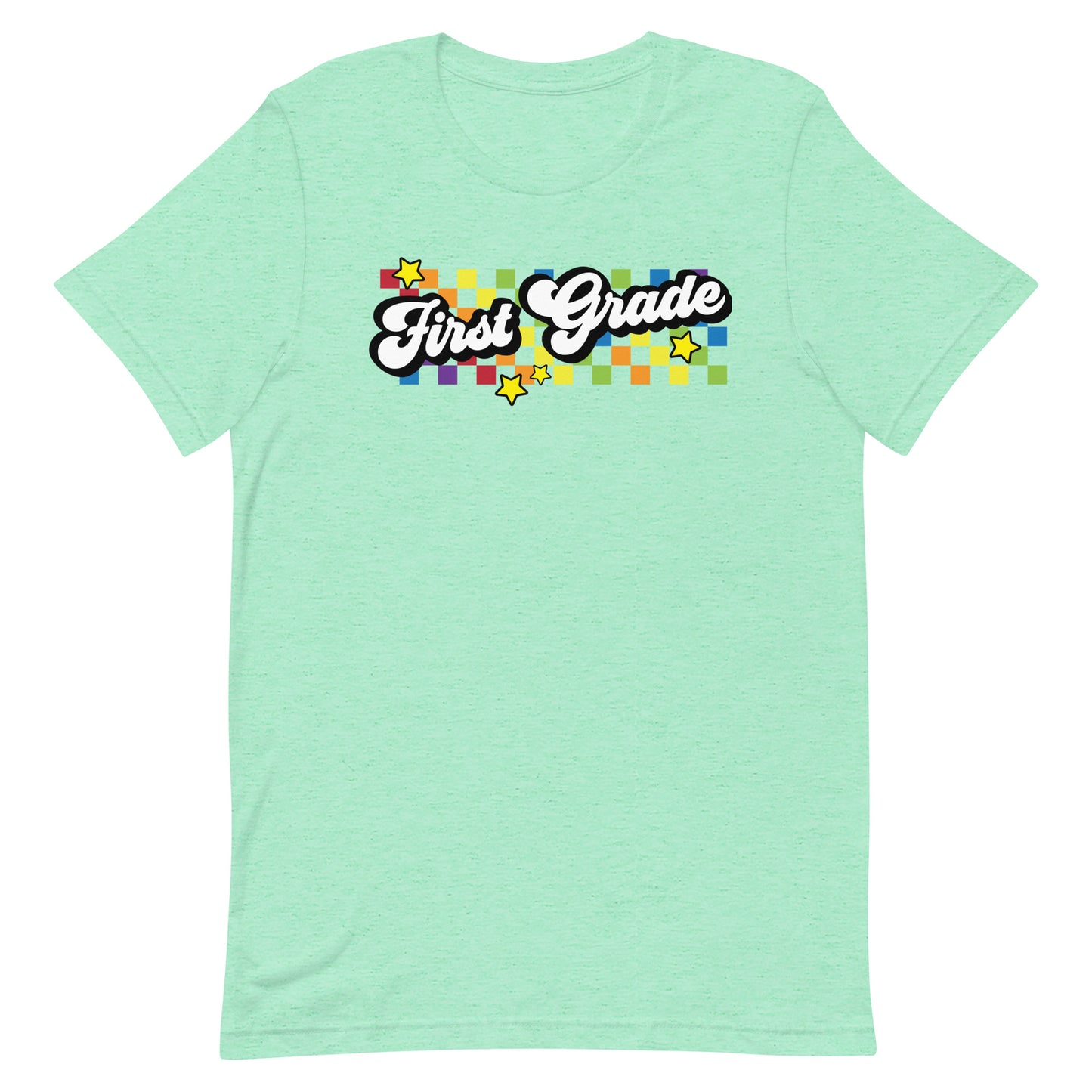 First Grade Rainbow Squares Teacher Short Sleeve T-shirt