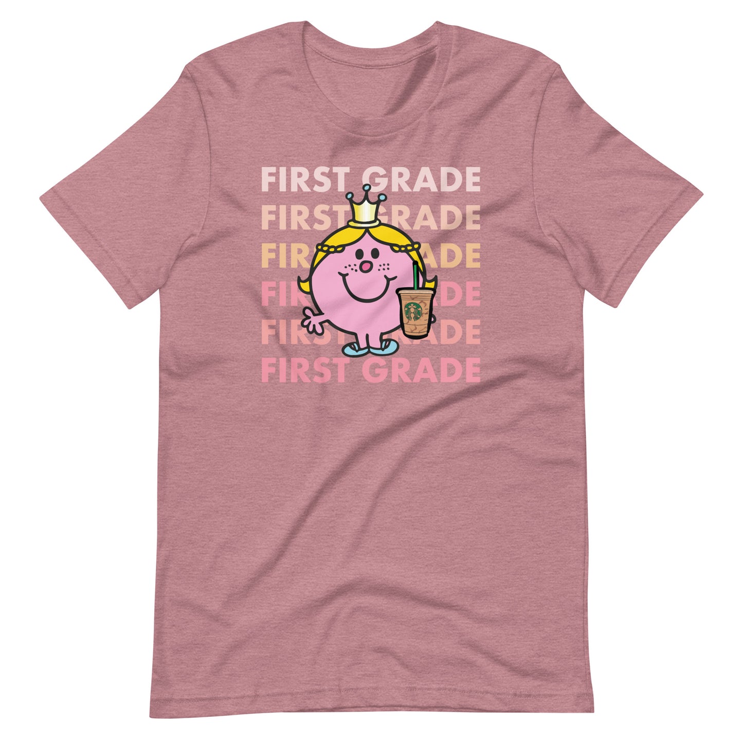 Little Miss First Grade with Her Iced Coffee Teacher Short Sleeve T-shirt