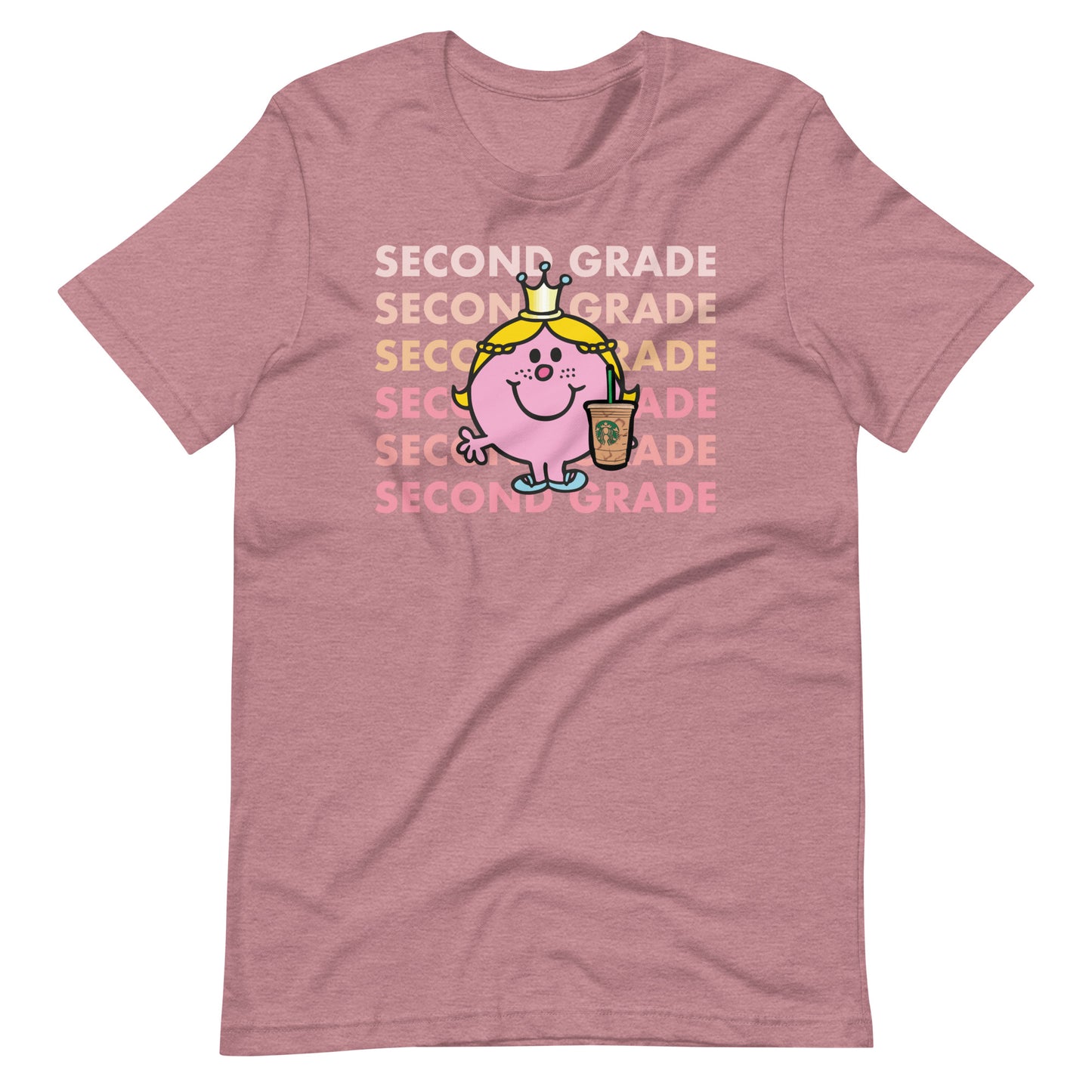 Little Miss Second Grade with Her Iced Coffee Teacher Short Sleeve T-shirt