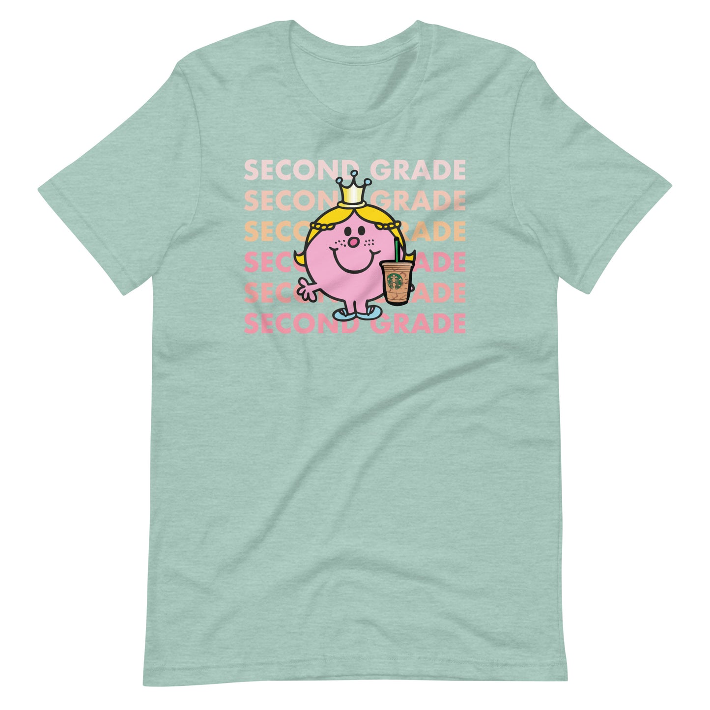 Little Miss Second Grade with Her Iced Coffee Teacher Short Sleeve T-shirt