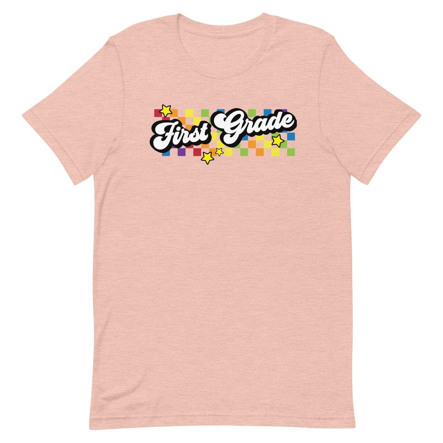 First Grade Rainbow Squares Teacher Short Sleeve T-shirt