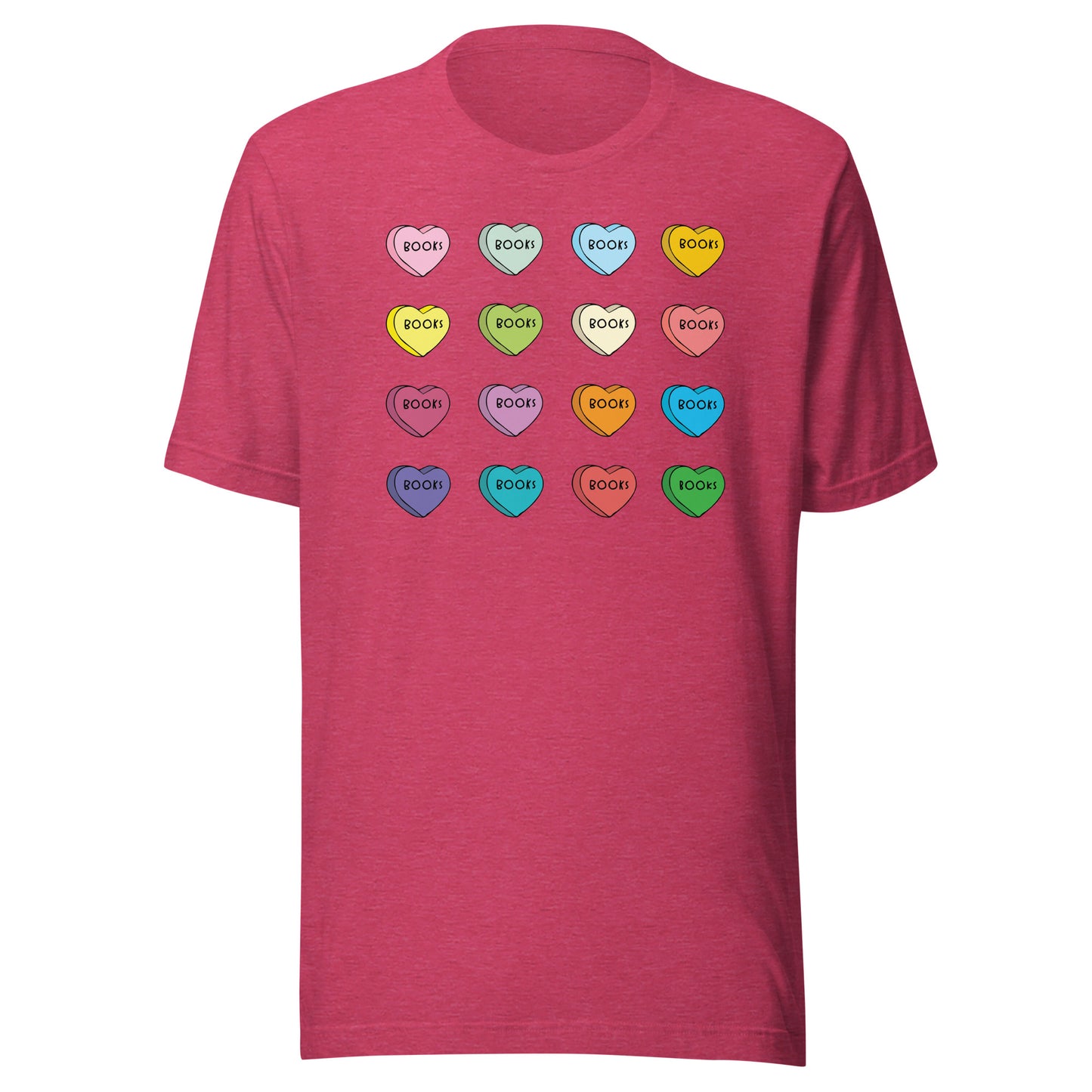 Valentines' Day Candy Hearts Filled With Books Short Sleeve T-shirt