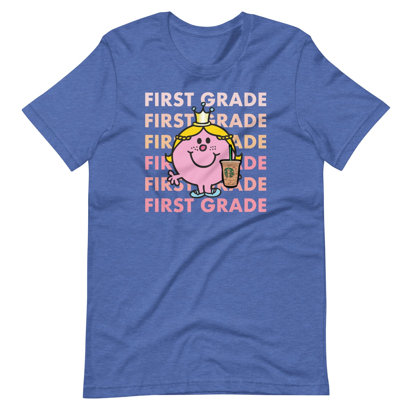 Little Miss First Grade with Her Iced Coffee Teacher Short Sleeve T-shirt