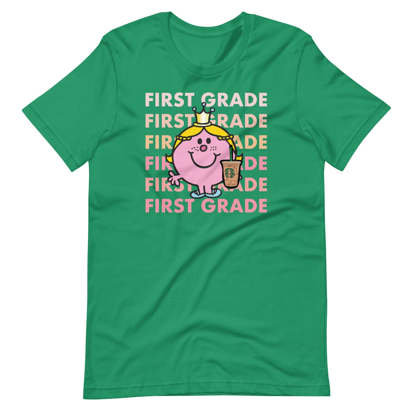 Little Miss First Grade with Her Iced Coffee Teacher Short Sleeve T-shirt