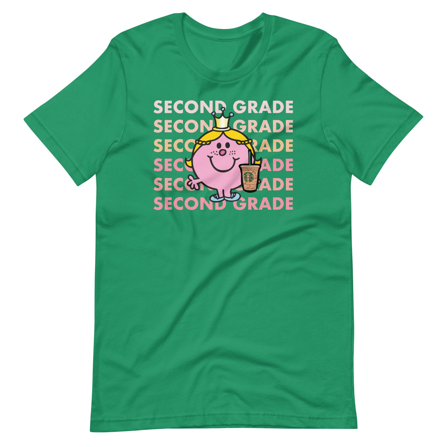 Little Miss Second Grade with Her Iced Coffee Teacher Short Sleeve T-shirt