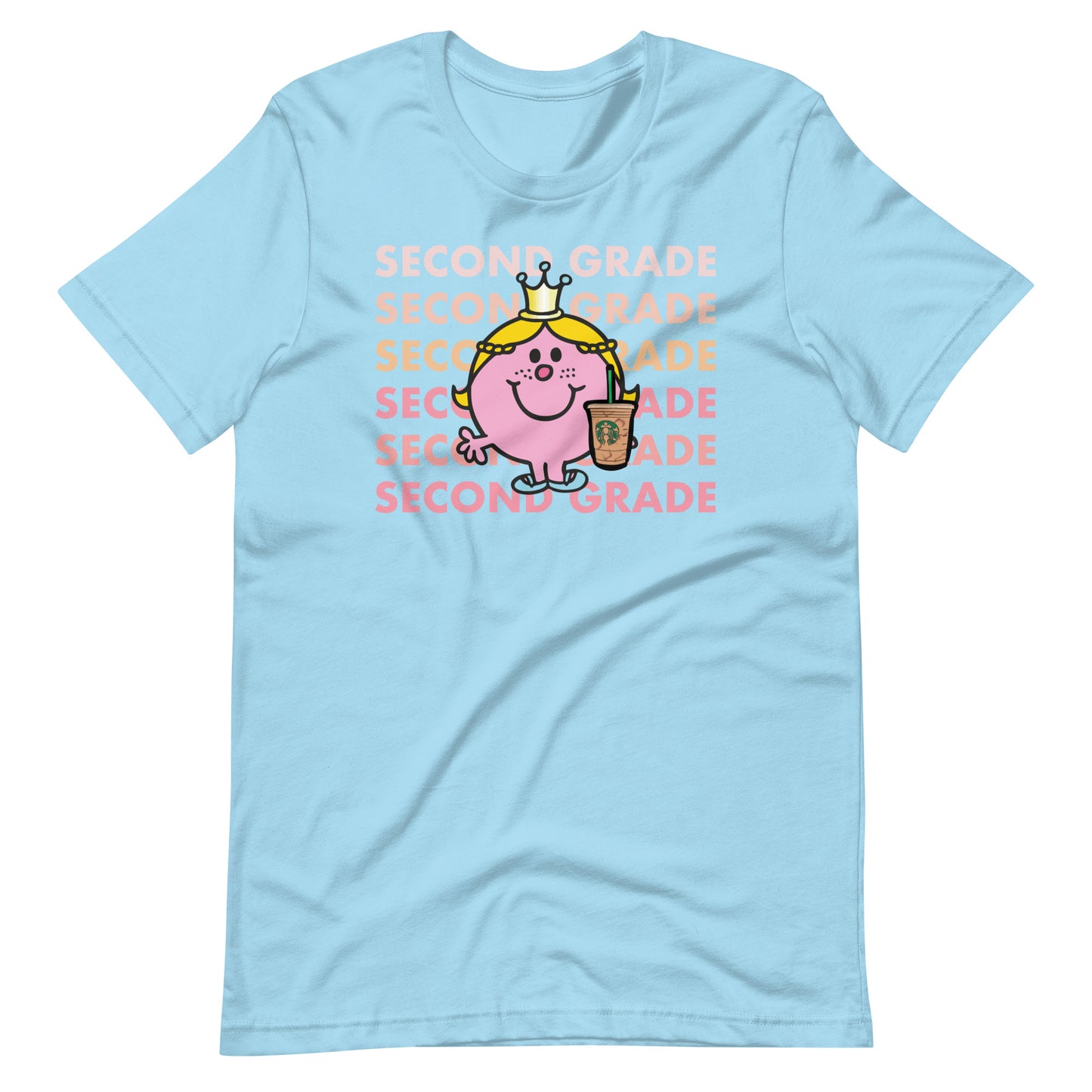 Little Miss Second Grade with Her Iced Coffee Teacher Short Sleeve T-shirt