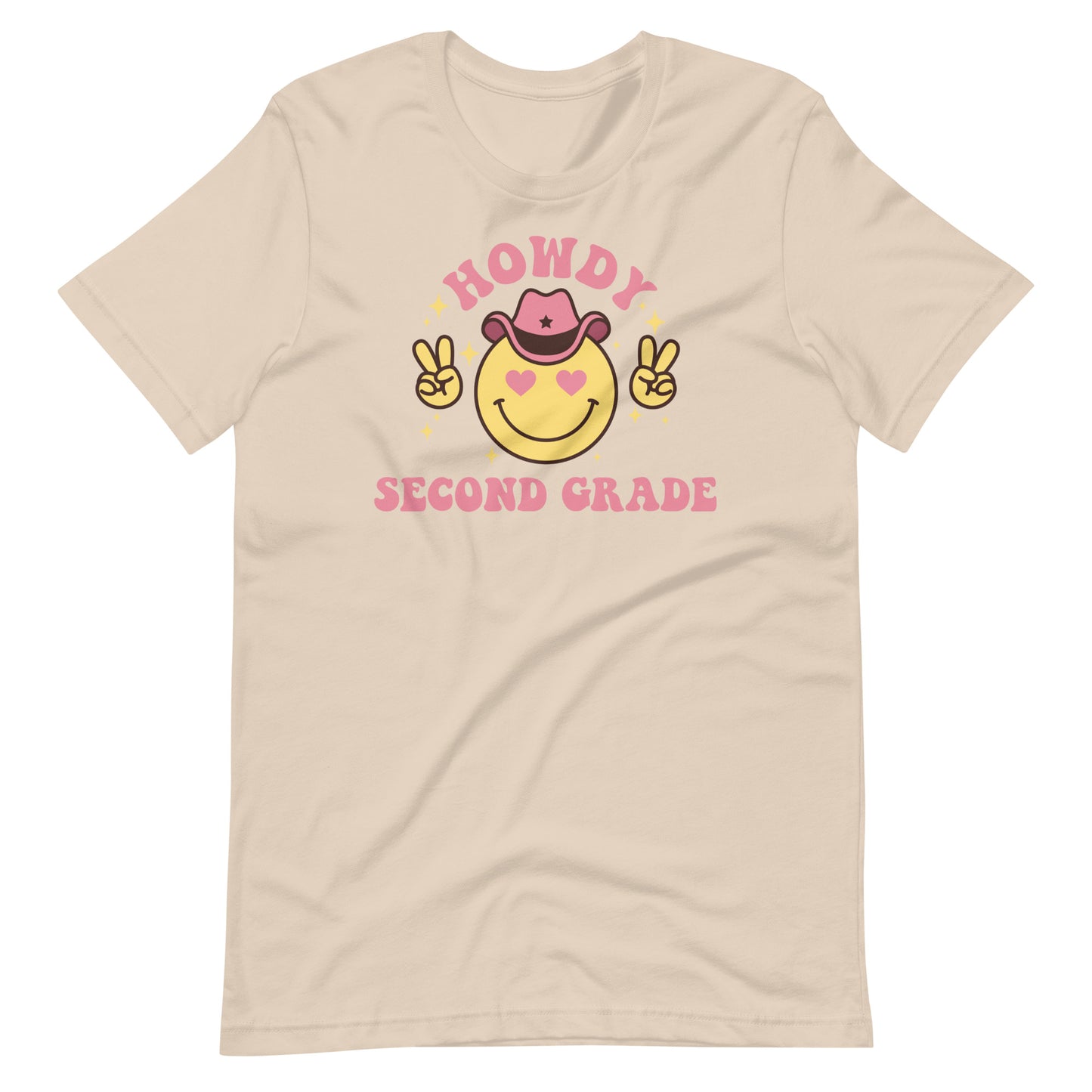 Second Grade Teacher Shirt Smile Howdy Pink Cowboy Design