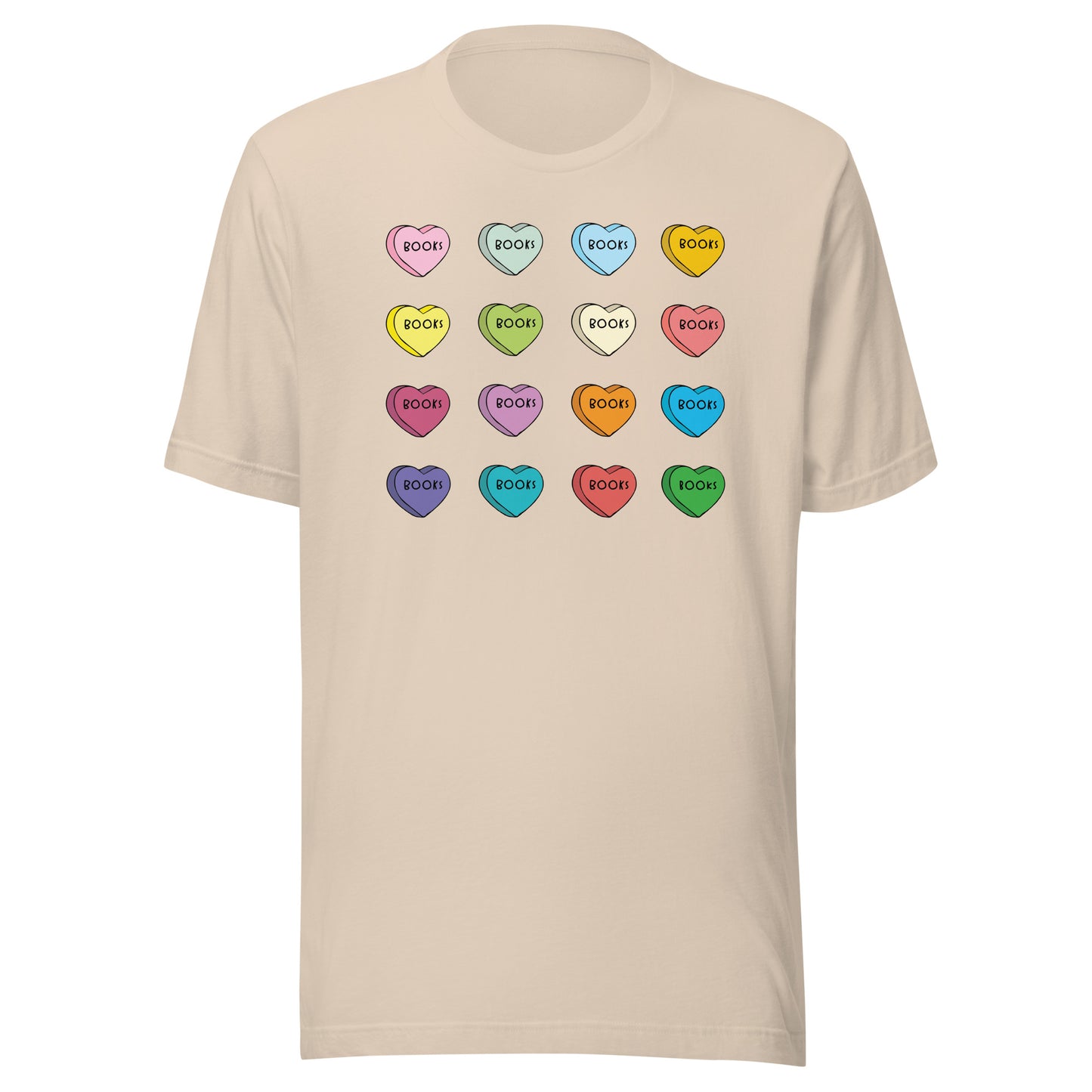 Valentines' Day Candy Hearts Filled With Books Short Sleeve T-shirt