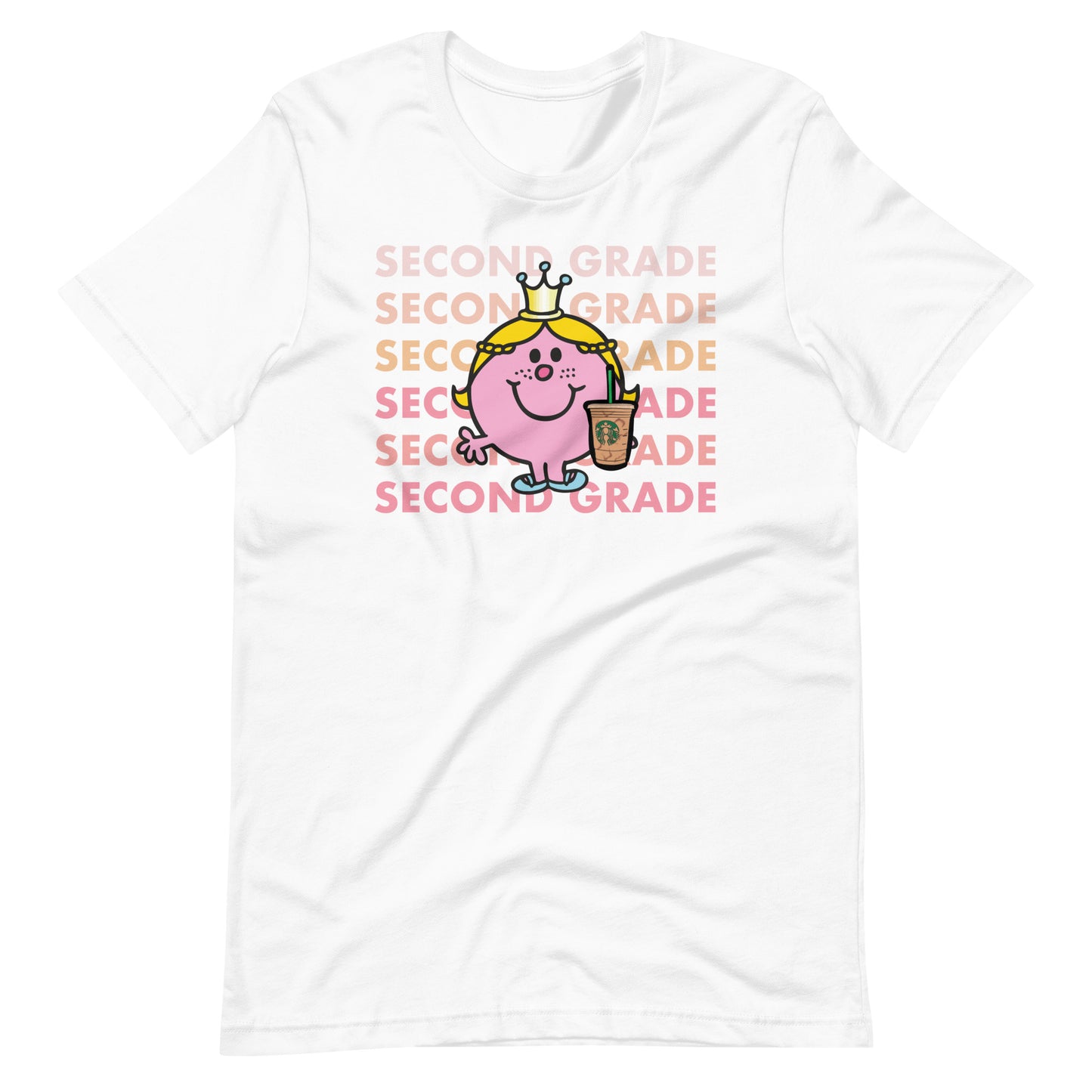 Little Miss Second Grade with Her Iced Coffee Teacher Short Sleeve T-shirt