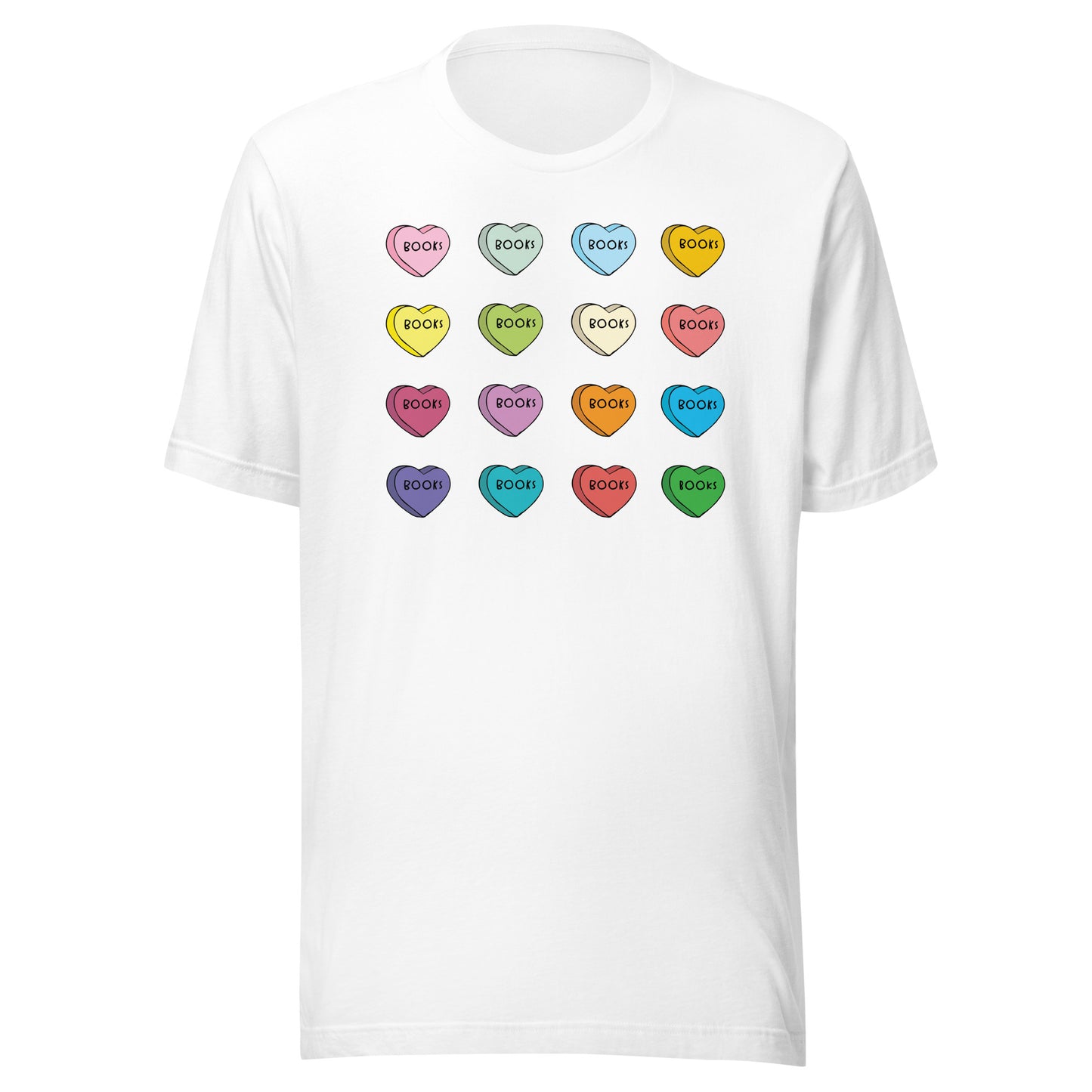 Valentines' Day Candy Hearts Filled With Books Short Sleeve T-shirt