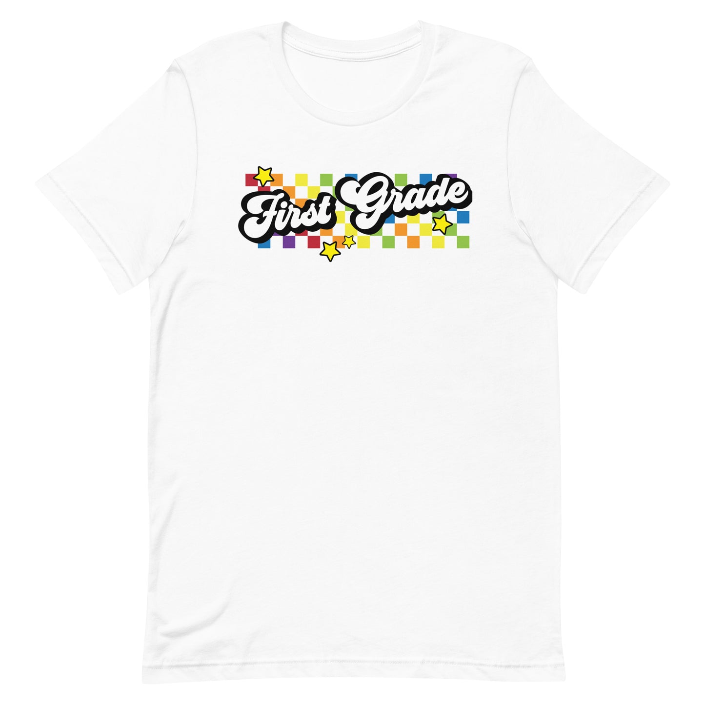 First Grade Rainbow Squares Teacher Short Sleeve T-shirt