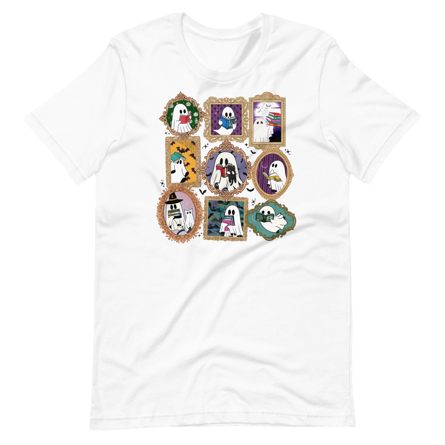 Spooky Ghost Portrait Reading Books Unisex t-shirt