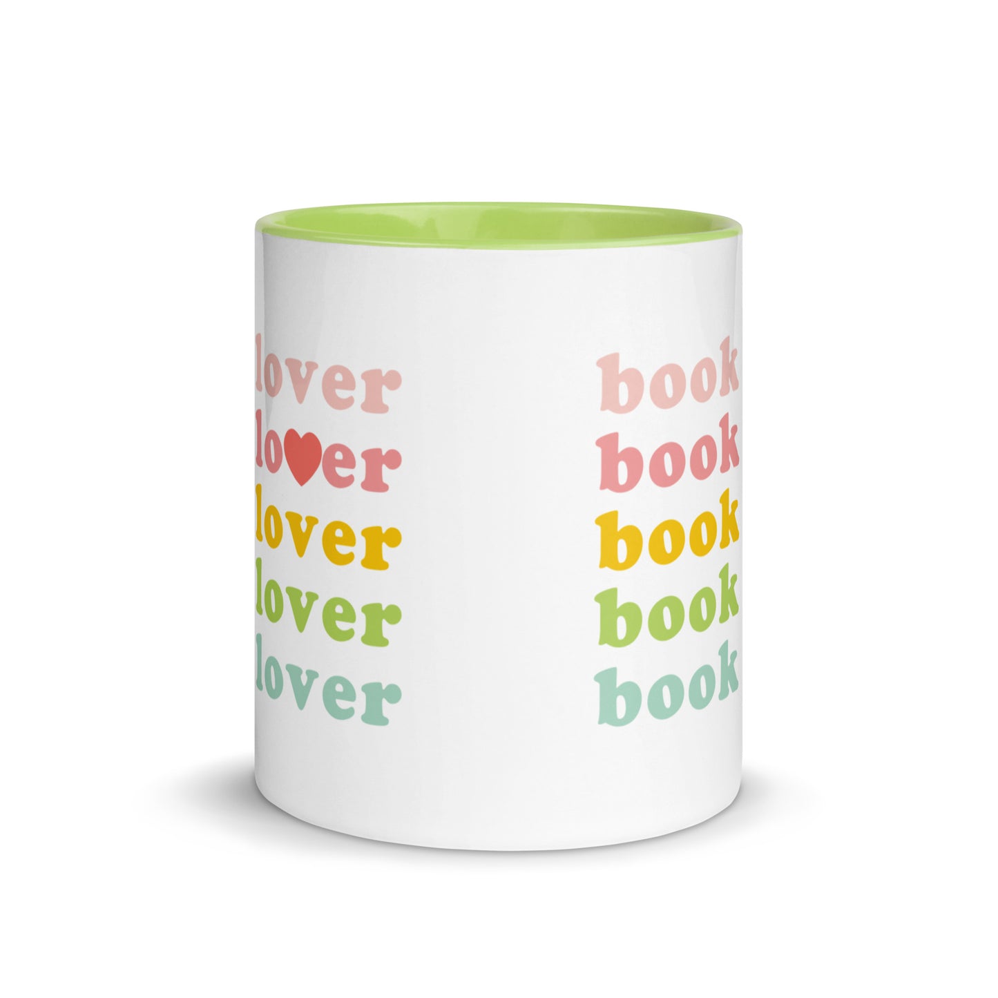 Book Lover Mug with Color Inside - Ceramic Mug with Colored Rim & Handle