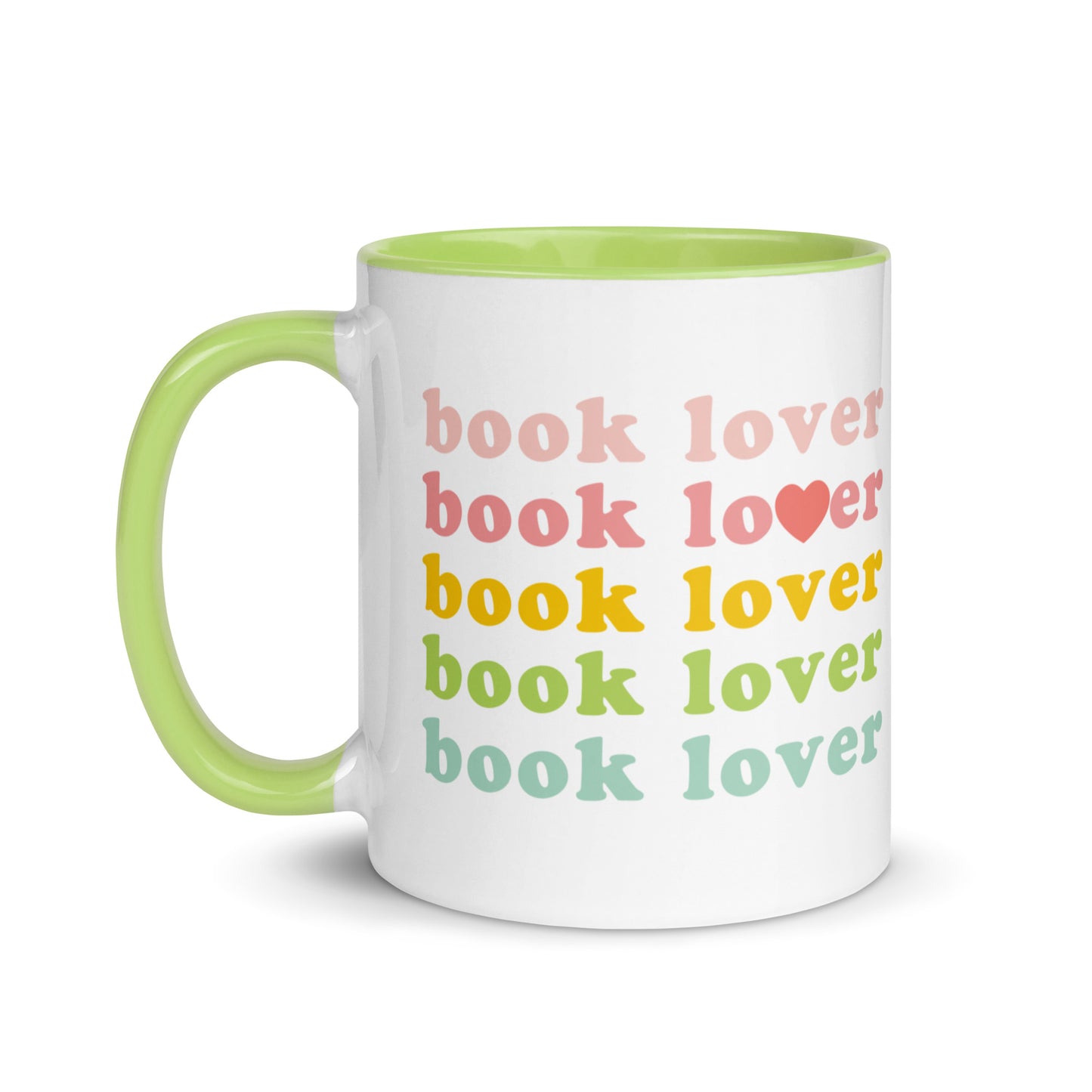 Book Lover Mug with Color Inside - Ceramic Mug with Colored Rim & Handle