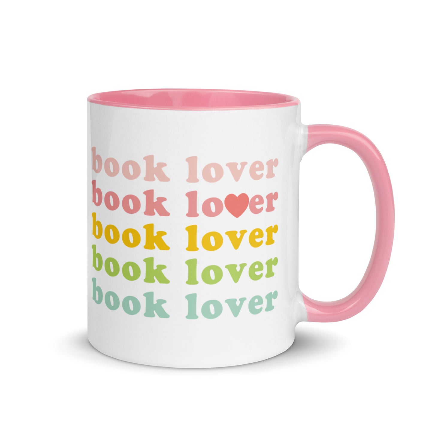 Book Lover Mug with Color Inside - Ceramic Mug with Colored Rim & Handle