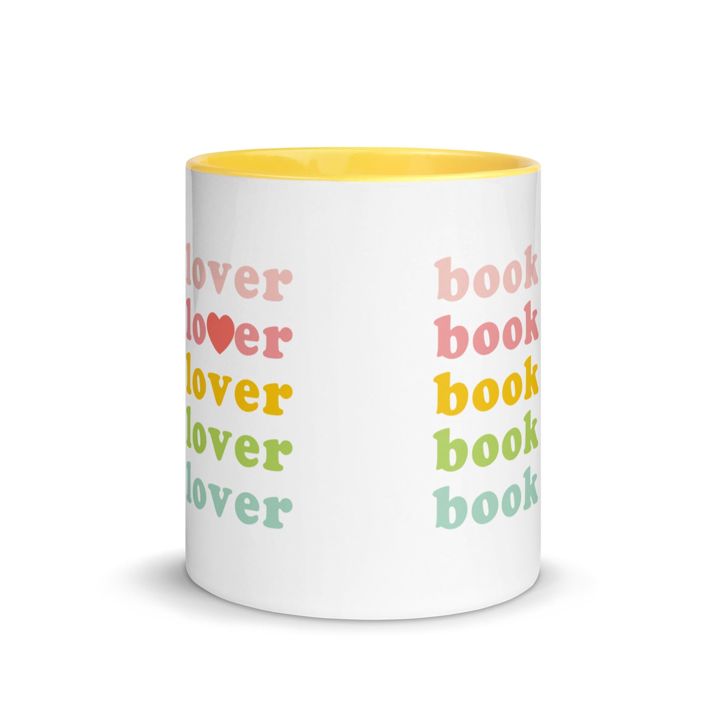 Book Lover Mug with Color Inside - Ceramic Mug with Colored Rim & Handle