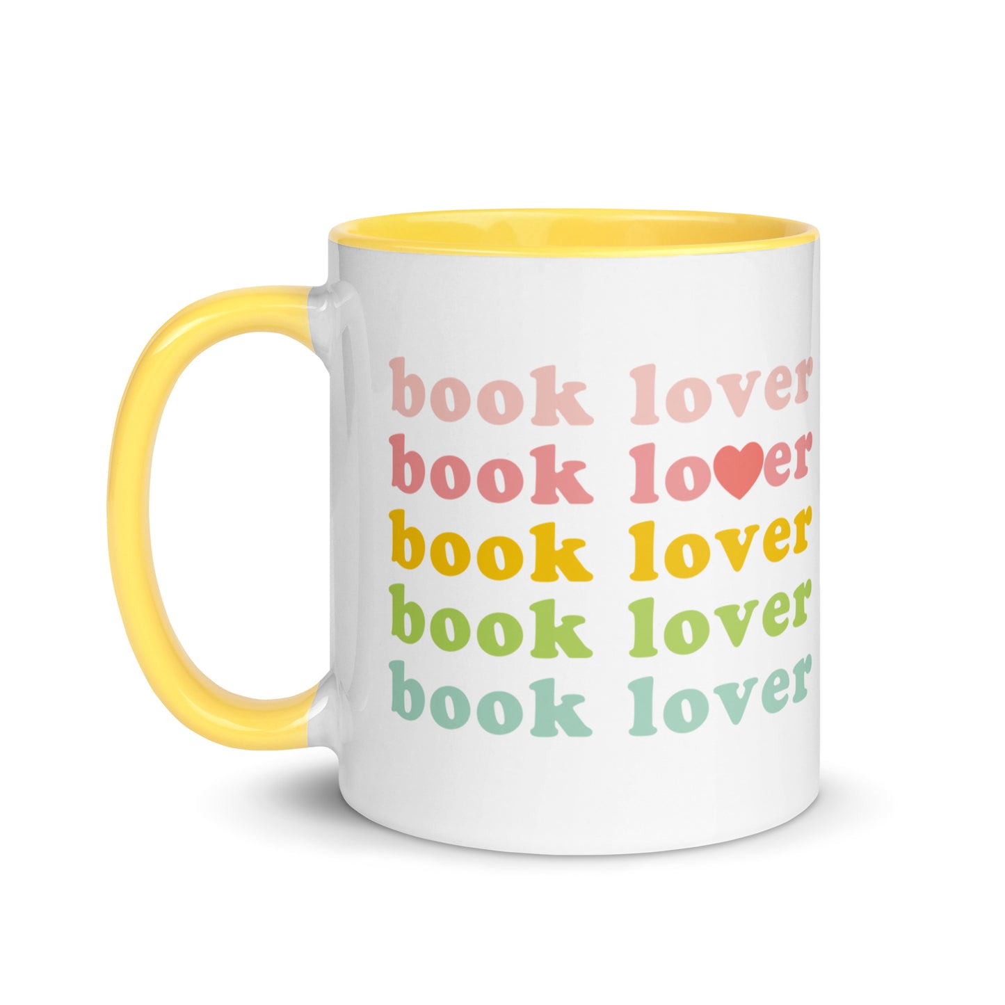 Book Lover Mug with Color Inside - Ceramic Mug with Colored Rim & Handle