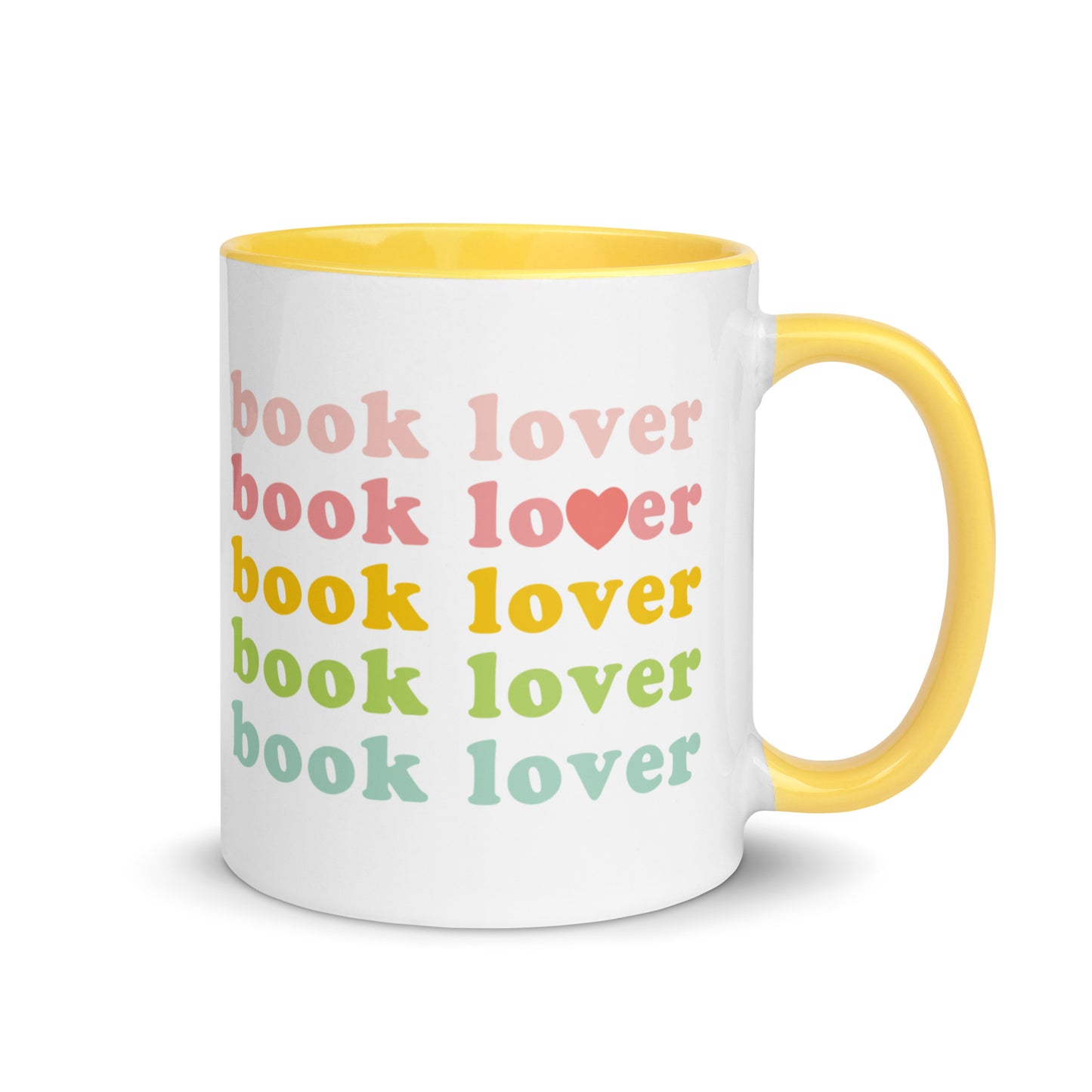 Book Lover Mug with Color Inside - Ceramic Mug with Colored Rim & Handle