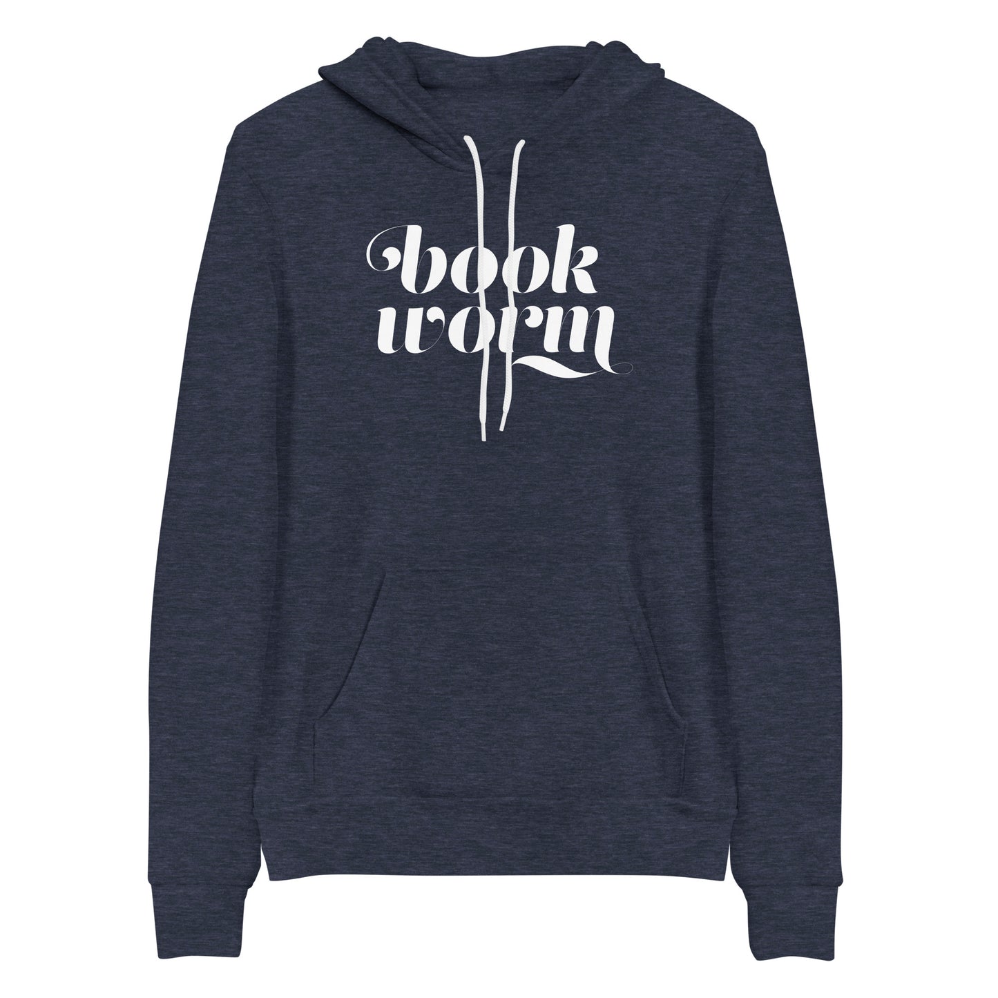 Cozy Book Worm Hoodie Sweatshirt for Reading Lovers - Heather Navy