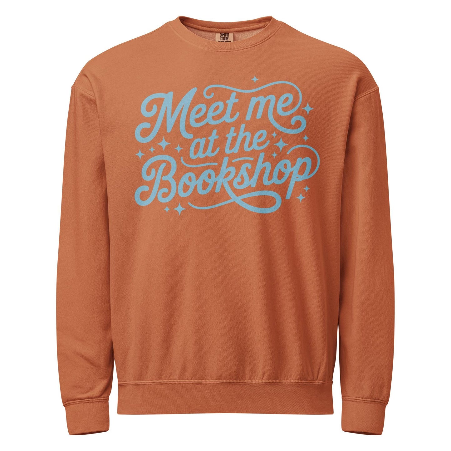 Meet Me at the Bookshop Unisex garment-dyed fleece crewneck sweatshirt