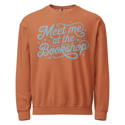 Meet Me at the Bookshop Unisex garment-dyed fleece crewneck sweatshirt