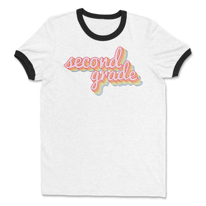 Retro Rainbow Teacher T-Shirt: Vintage First Grade Style