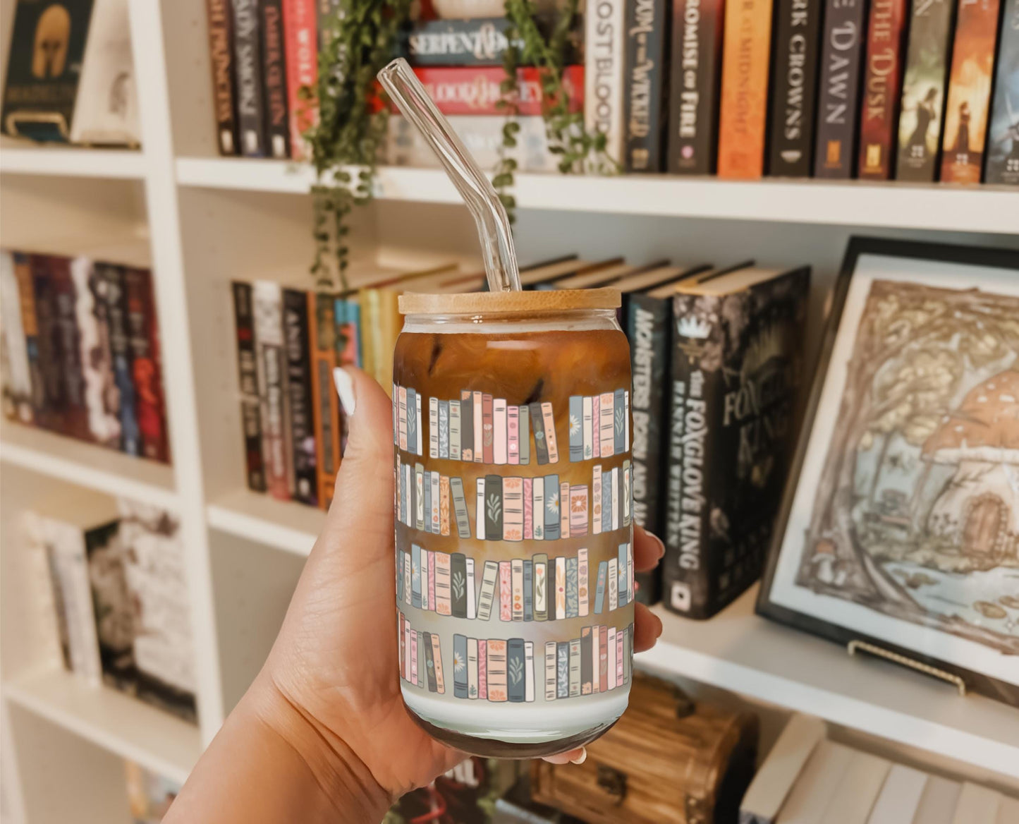 My Bookshelf Glass Can Tumbler (16 oz)