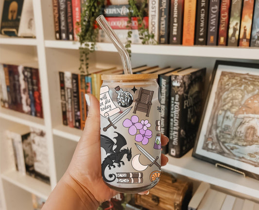 Fourth Wing Glass Can Dragons Drinkware: Gift for Book Lover