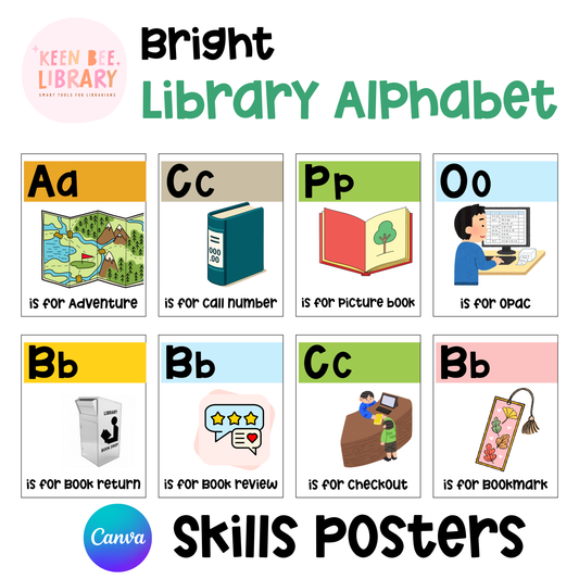 Library Alphabet Posters A–Z | Printable & Editable Canva Library Decor