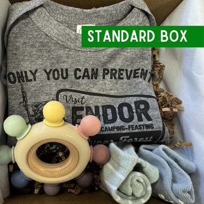 Star Wars© Nerdy Baby Shower Gift Box: Death Star & Endor Bodysuits, Socks, and Book Set