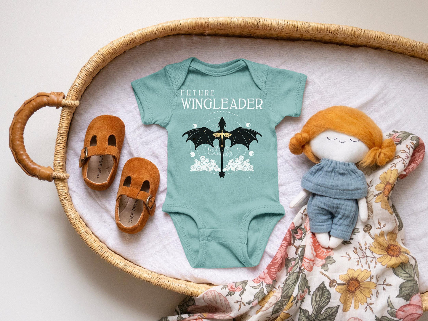 Future Dragon Rider Fourth Wing Baby Shower Gift Box Bodysuits and Socks | Nerdy Baby Gift Basket | Wingleader Merch Baby Gift