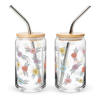 Reader Tarot Glass: Can Shape with Daisies (16oz)