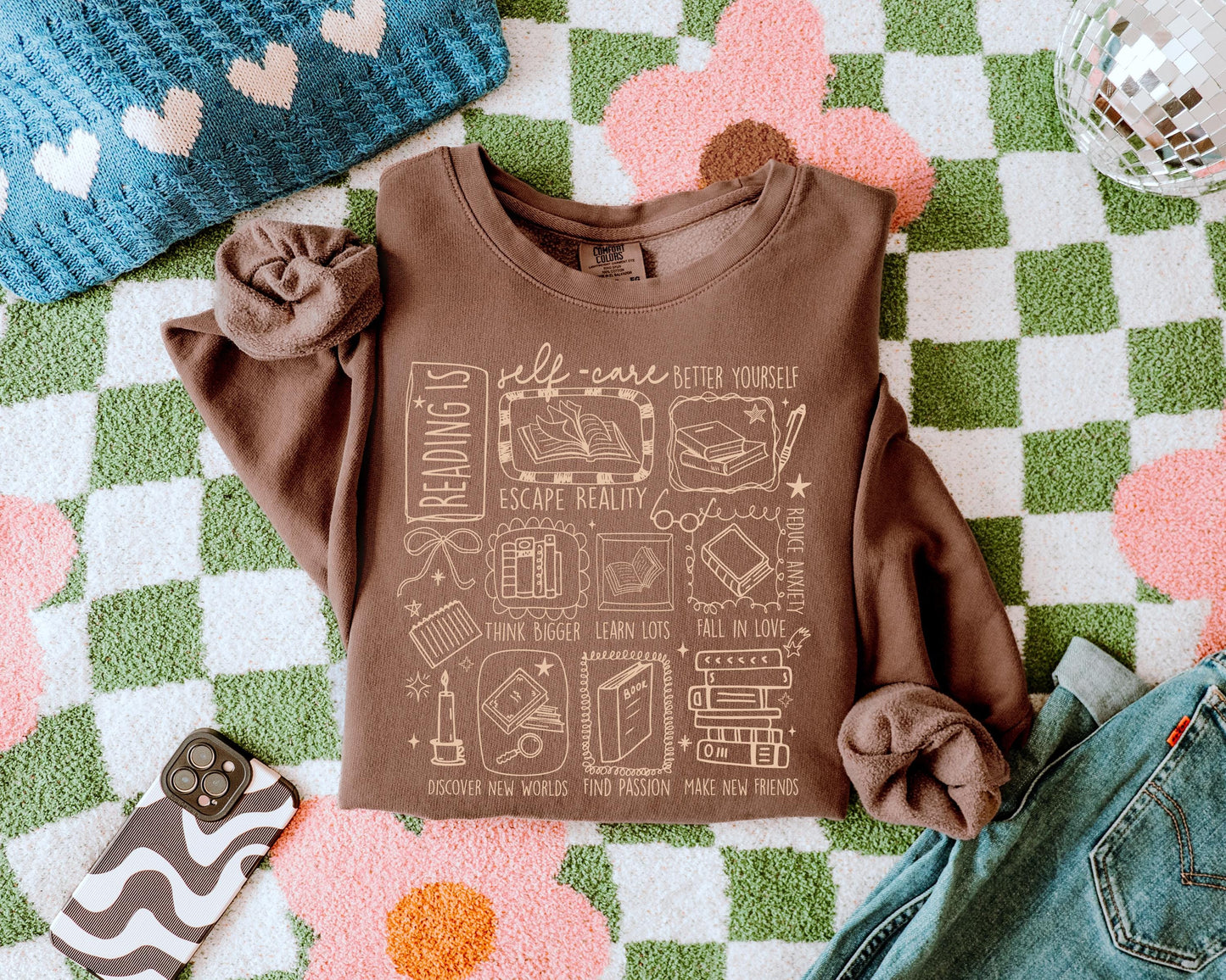 Reading Is Self Care Sweatshirt: Vintage Soft Cotton - Relaxed Fit