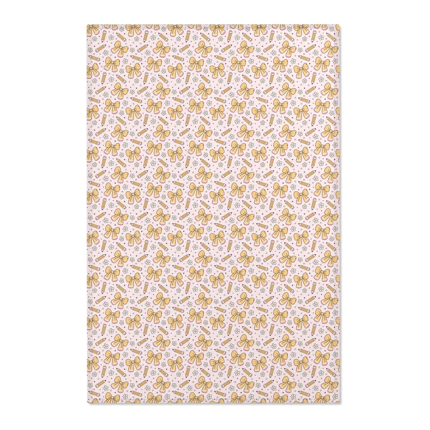 Cute Bows and Pencils Classroom Area Rug | Teacher Rug and Classroom Decor