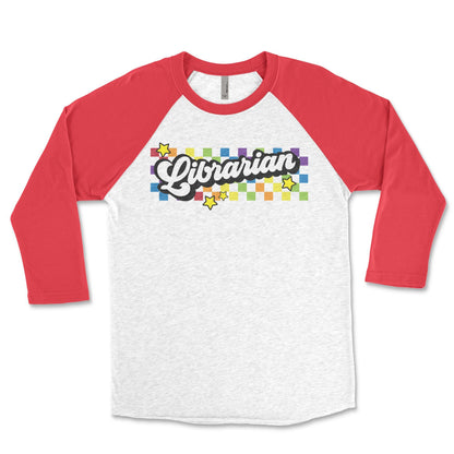 A white and red long-sleeved shirt with a graphic design on the front.