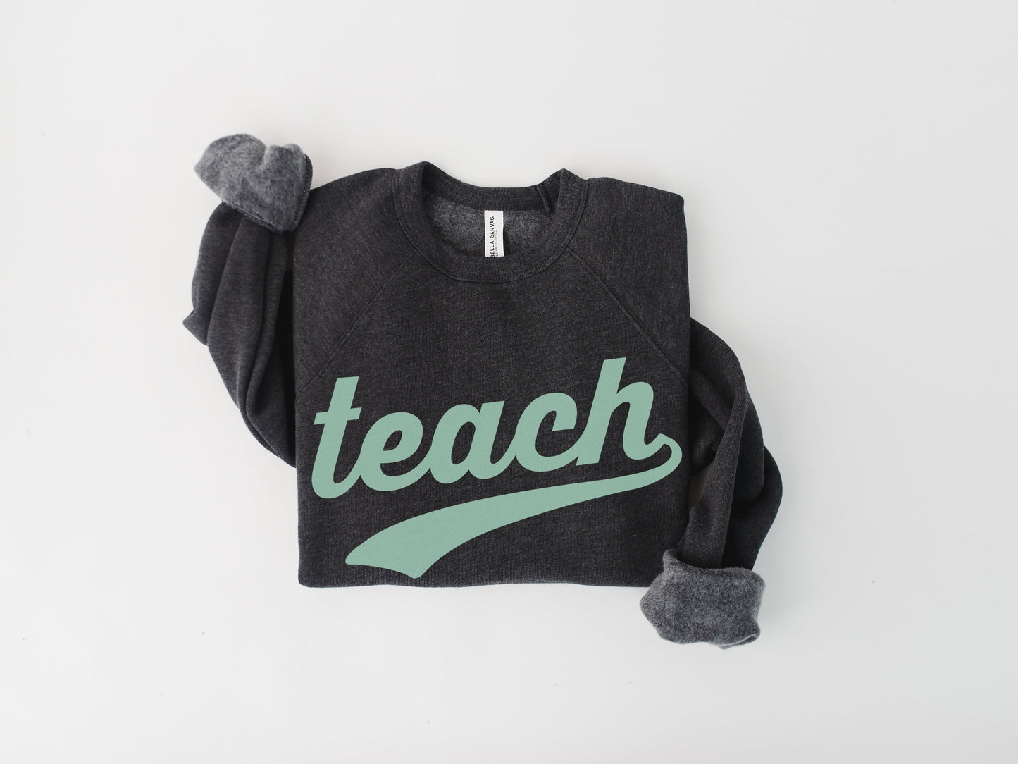 Retro Teach Swoosh Mint Unisex Crewneck Pullover Sweatshirt | Teacher Appreciation Gift| First Grade Teacher