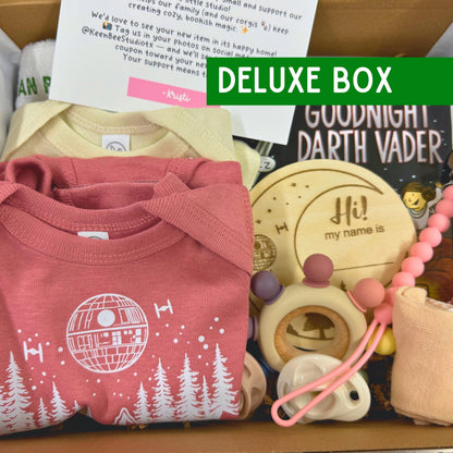 Star Wars© Nerdy Baby Shower Gift Box: Death Star & Endor Bodysuits, Socks, and Book Set