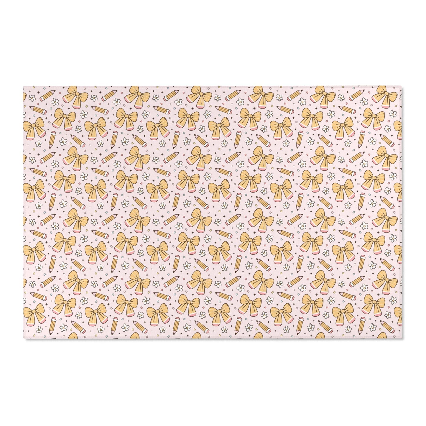 Cute Bows and Pencils Classroom Area Rug | Teacher Rug and Classroom Decor