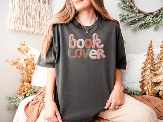 Book Lover T-Shirt – Heavyweight Cotton Tee | Garment Dyed Shirt, Yarn Print