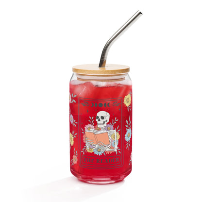 Reader Tarot Glass: Can Shape with Daisies (16oz)
