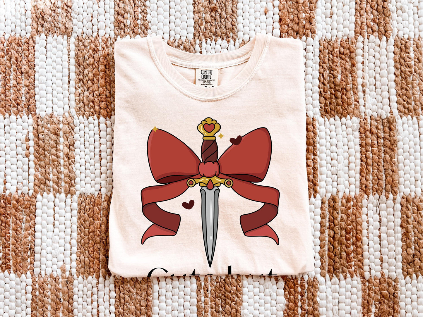 Dagger And Bows T-Shirt – Unisex Garment Dyed Shirt With Unique Lived-In Look