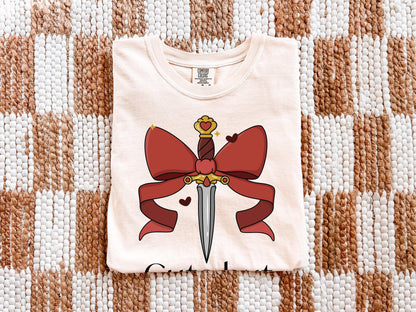 Dagger And Bows T-Shirt – Unisex Garment Dyed Shirt With Unique Lived-In Look