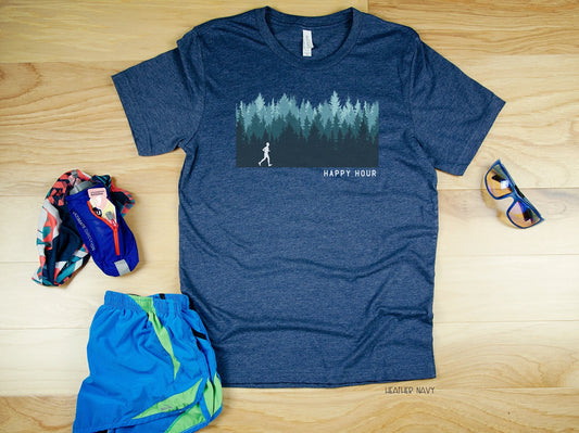 Men's Trail Running Shirt - Lightweight Woods Print Running Tee for Outdoor Performance