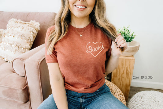 Books in My Heart Pocket Print T-Shirt